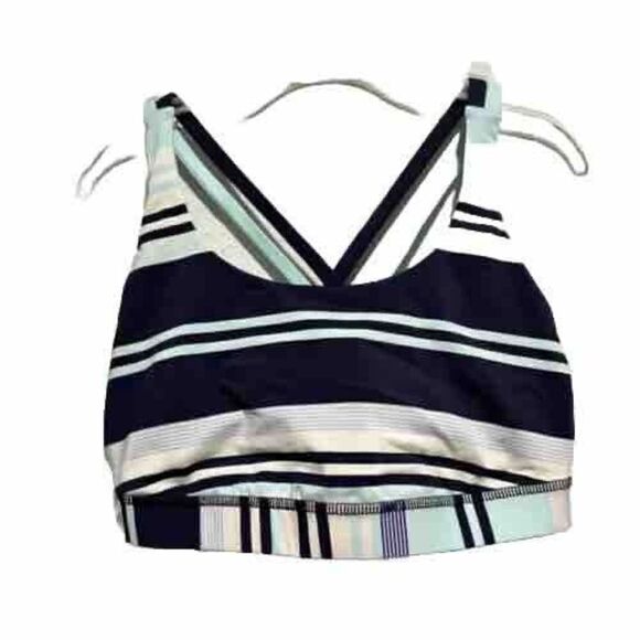 Lululemon Sports Bra Wireless Compression Cross Back Multicolor 10 Striped Gym - Picture 1 of 6